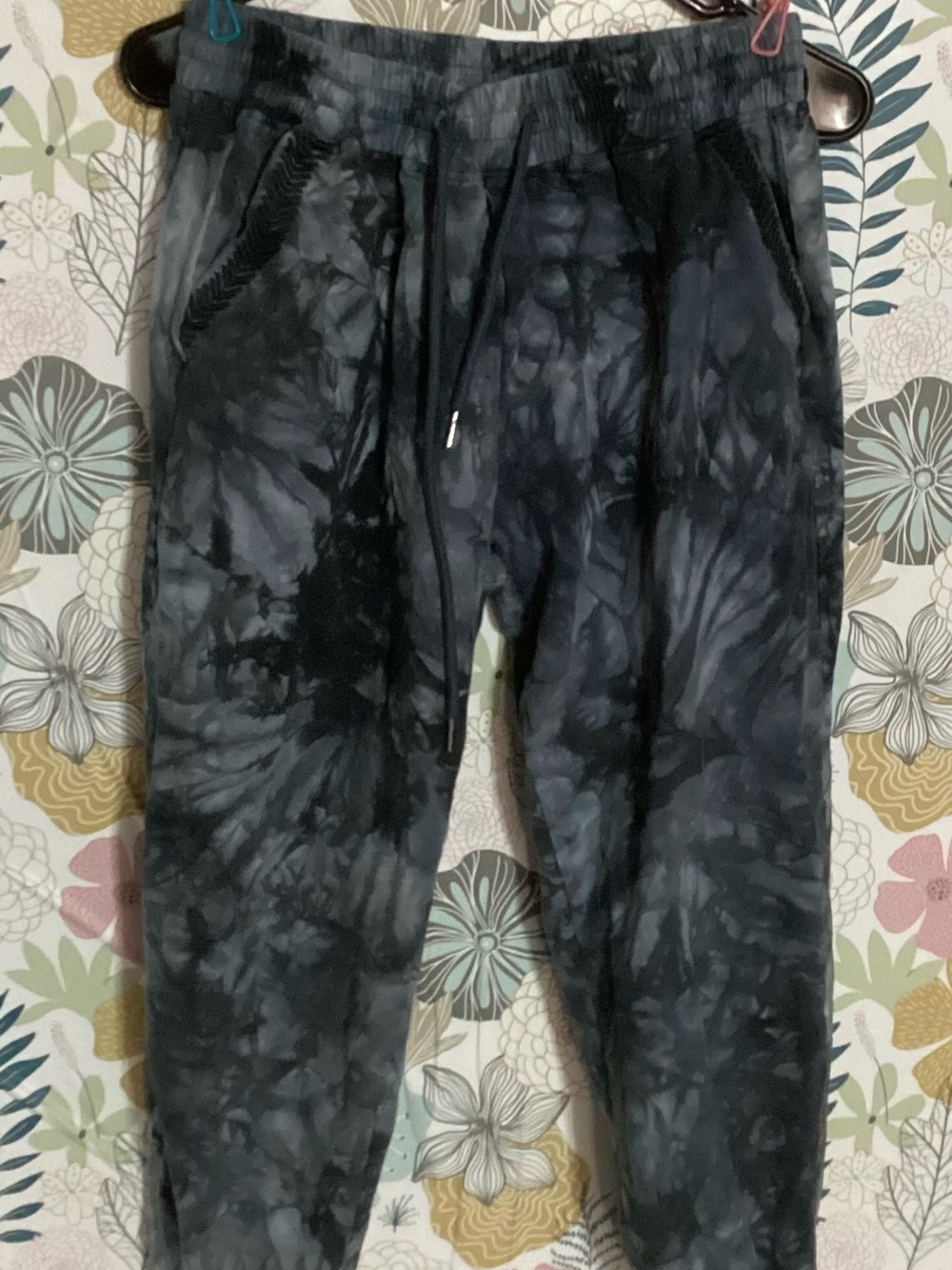 Solitaire Blue Tie Dye Embroidered Detail Jogger Sweatpants